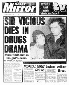 Noviny píšuce o smrti punkovej hviezdy, zdroj: The Mirror